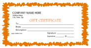 orange - blank gift certificate