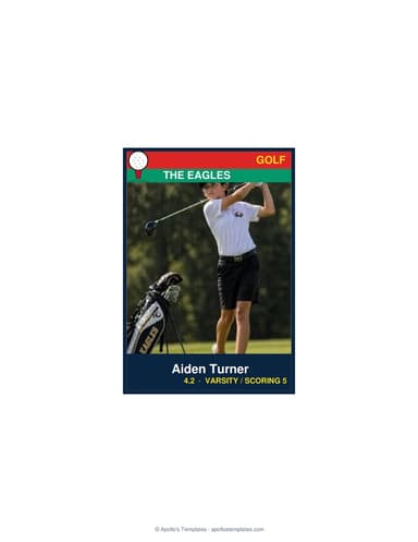 Enlarged golf card template