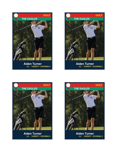Normal size golf card template
