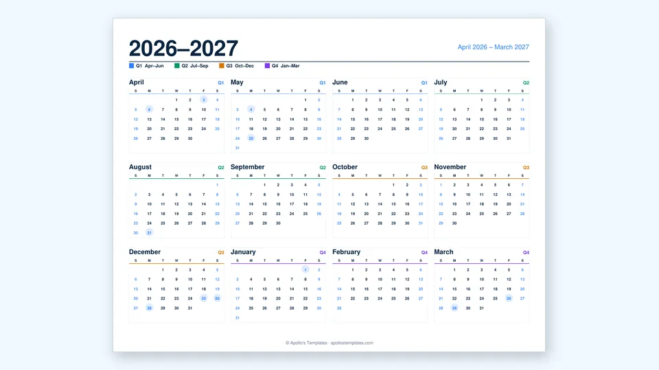UK tax year calendar running 6 April to 5 April with bank holidays marked