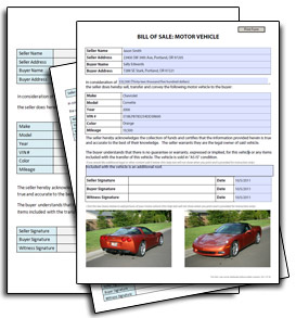 Sample Automobile bill of sale templates
