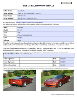 Free Auto bill-of-sale form template