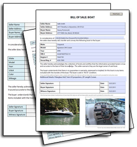 Sample Boat bill of sale templates