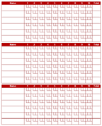Red - Bowling Scoresheets - free
