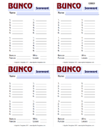 Bunco Score Card