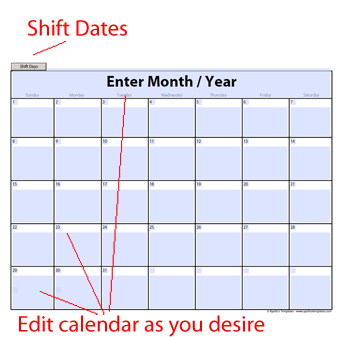 Instructions - example October calendar template
