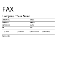 Fax cover letter form