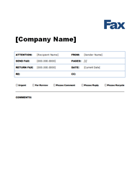 Fax cover letter form