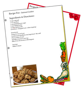 recipe layout template