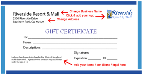 Gift Voucher Template on Step 2   Customizing Your Blank Gift Certificate Template