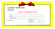 yellow - printable gift certificate