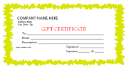 yellow - printable gift certificate