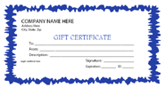 blue - free gift certificate template