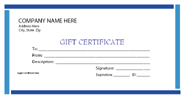 blue - printable gift certificate