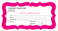 pink - blank gift certificate