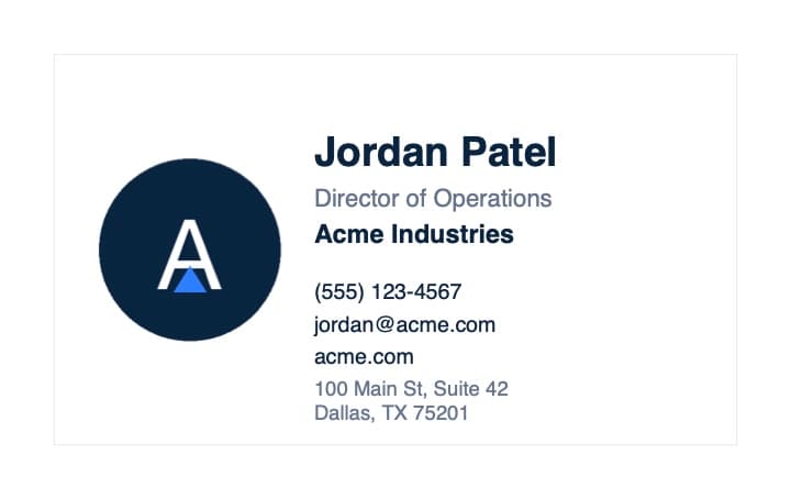 Avery 5371 business card template with a square or circle logo — preview