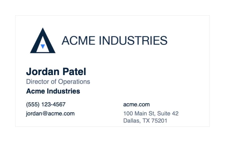 Avery 5371 business card template with a wide / horizontal logo — preview