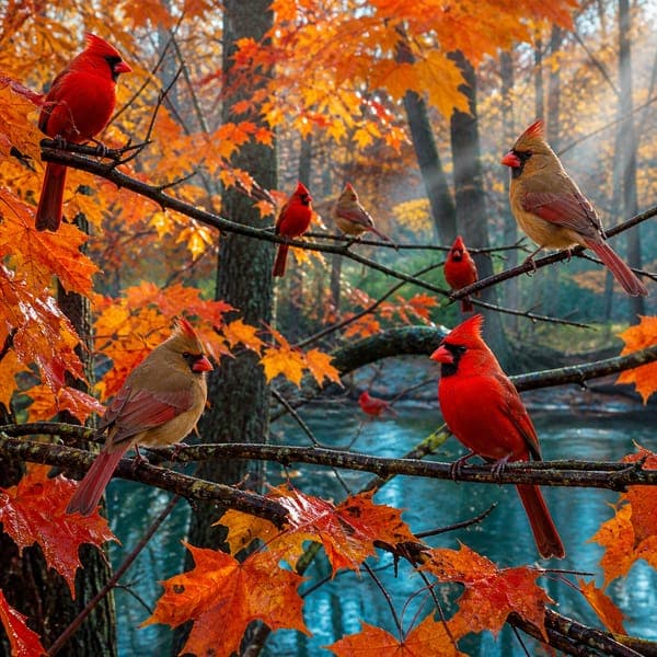 Cardinals in Autumn jigsaw puzzle
