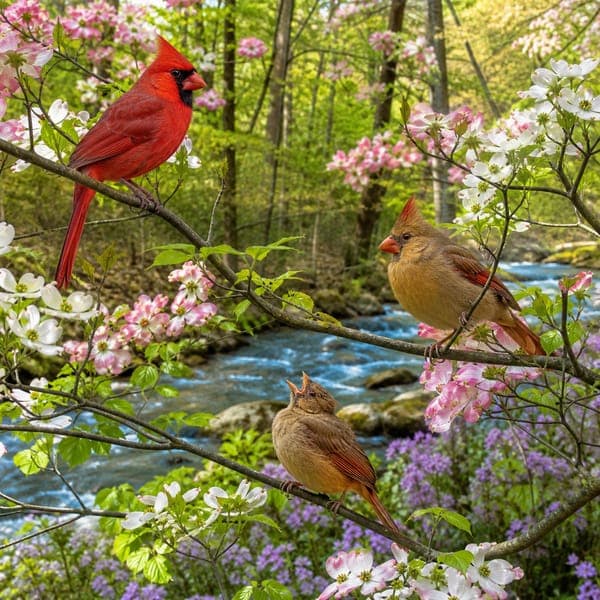 Cardinals in Spring jigsaw puzzle