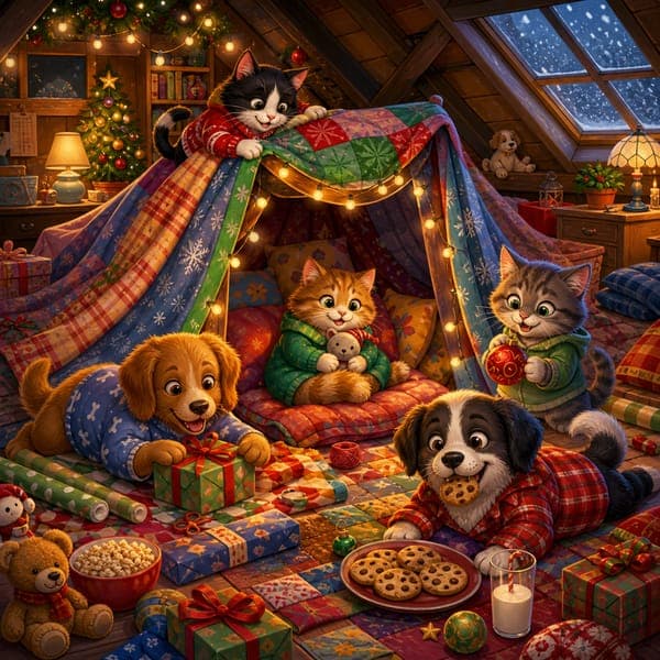 Christmas Pet Sleepover jigsaw puzzle