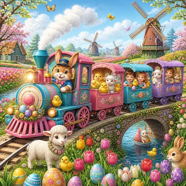 Easter Bunny Train jigsaw puzzle