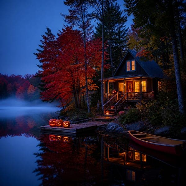 Halloween Lake Cabin jigsaw puzzle
