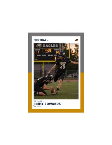 Split Halves football card — enlarged size preview