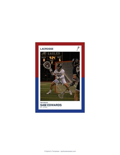 Split Halves lacrosse card — enlarged size preview