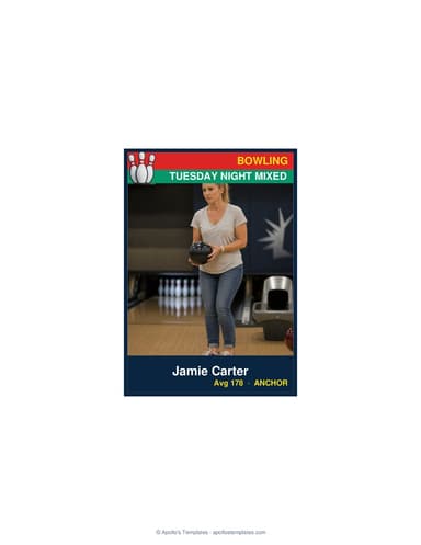 Enlarged bowling card template