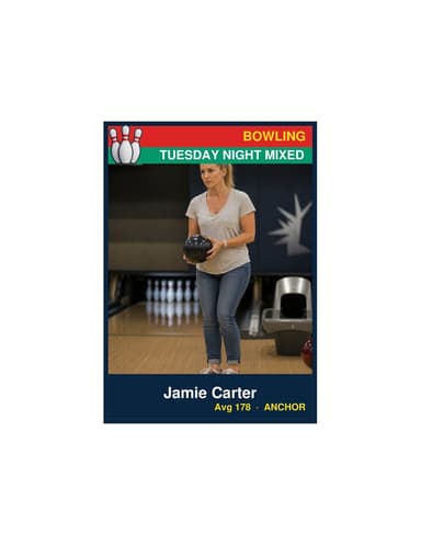 Enlarged bowling card template