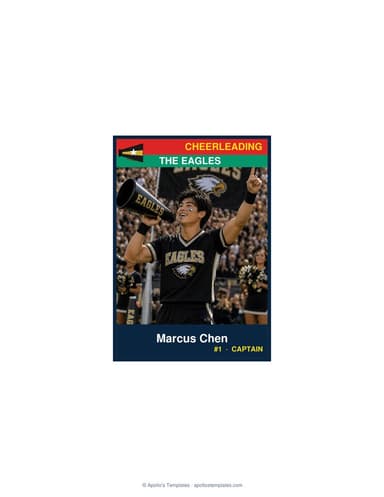 Enlarged cheerleading card template