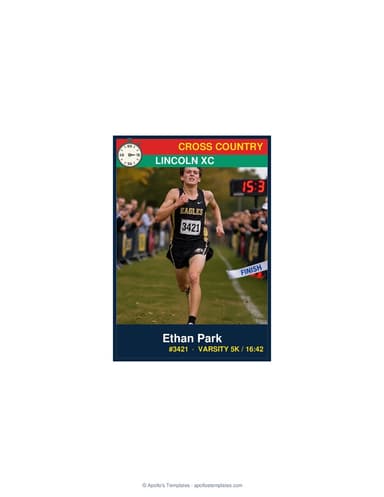Enlarged cross country card template