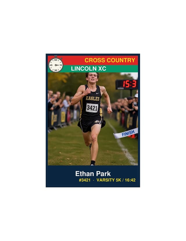 Cross country card template preview