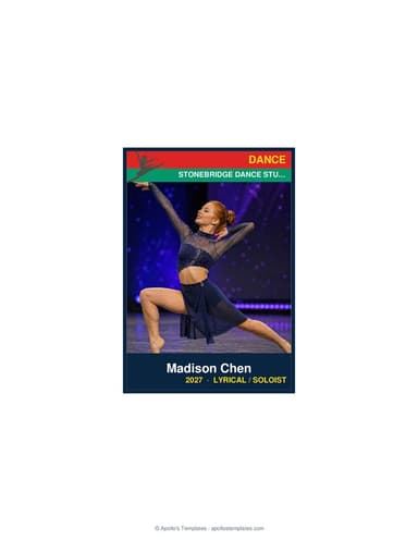 Enlarged dance card template
