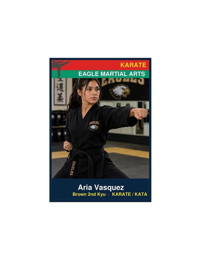 Karate card template preview