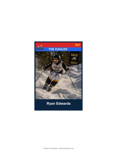 Enlarged ski card template