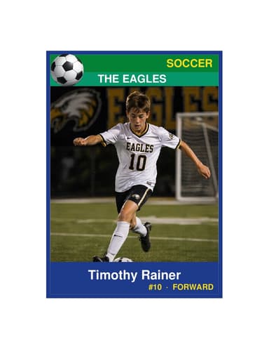 Enlarged soccer card template