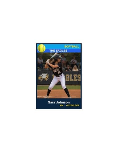 Enlarged softball card template
