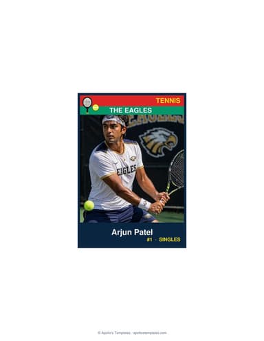 Enlarged tennis card template