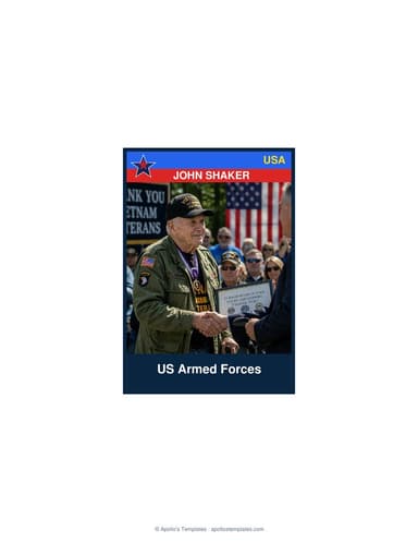 Enlarged USA card template