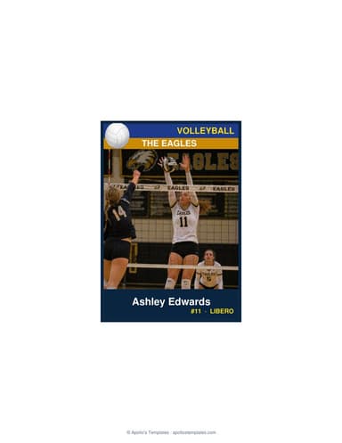 Enlarged volleyball card template