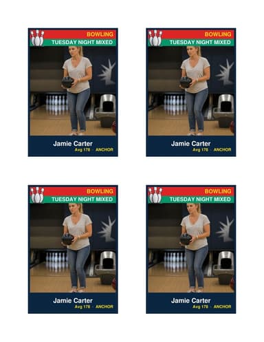 Normal size bowling card template