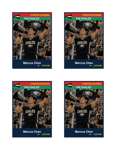 Normal size cheerleading card template