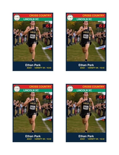 Normal size cross country card template