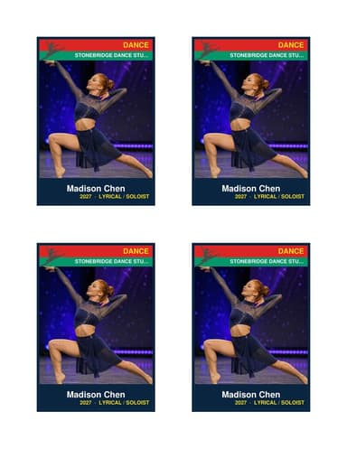 Normal size dance card template