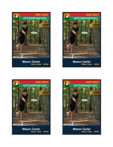 Normal size disc golf card template