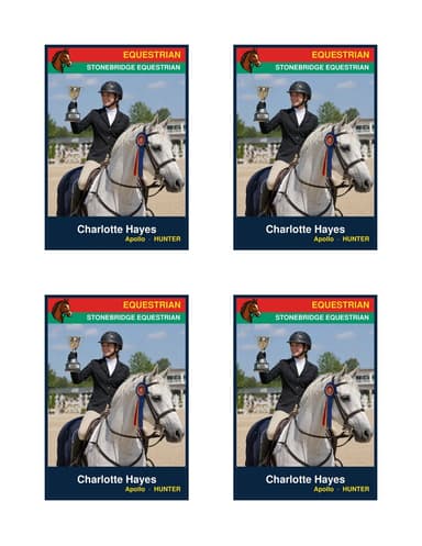 Normal size equestrian card template