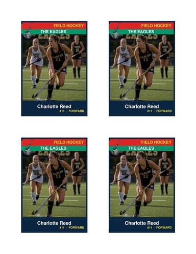 Normal size field hockey card template