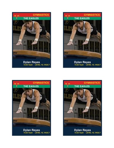 Normal size gymnastics card template