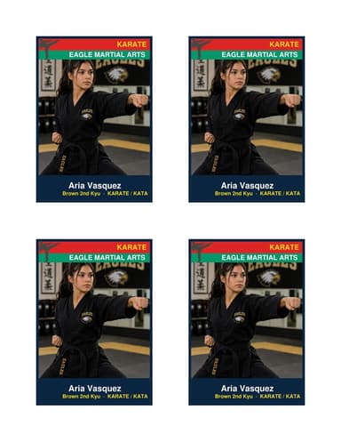 Normal size karate card template